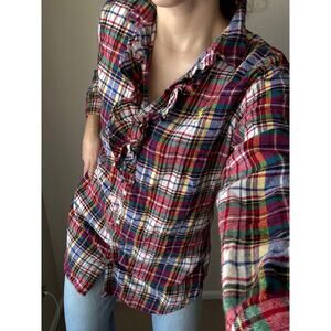 Ralph Lauren Christmas plaid ruffle button down nightgown nightie tunic preppy